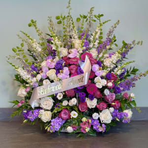 Purple Remembrance Sympathy Basket Flower Bouquet