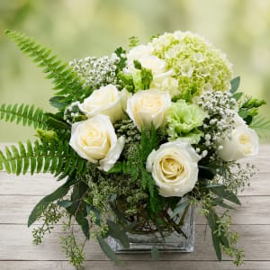 Touch of Grace in Glass Cube Flower Bouquet
