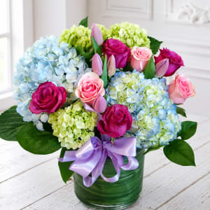 Hydrangea Rose Cylinder Flower Bouquet