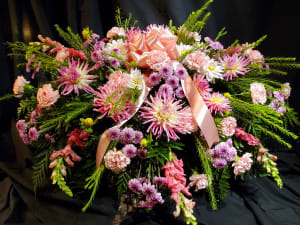 Delicate Pink Casket Spray Flower Bouquet