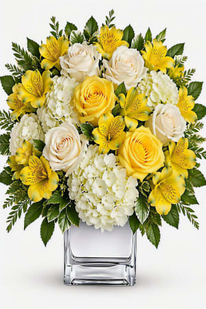 Sweetest Sunrise Cube Vase Arrangement Flower Bouquet