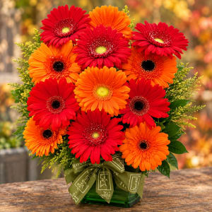 Autumn Gerbera Cube Flower Bouquet