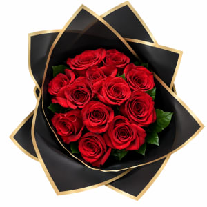 Dozen Red Roses - Handwrapped Bouquet Flower Bouquet