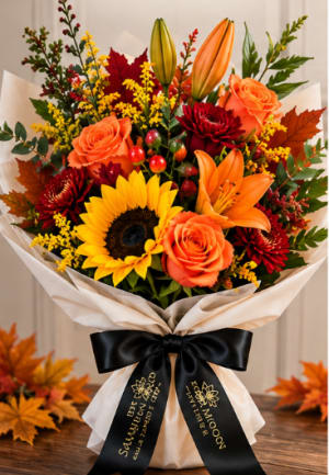 Fall Decor Wrapped Bouquet Flower Bouquet