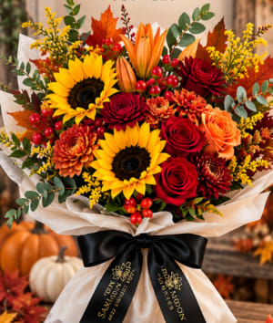 Fall Decor Wrapped Bouquet Flower Bouquet
