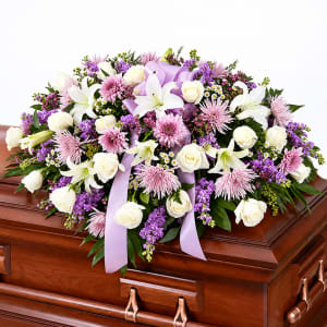 Lavender and White Casket Spray Flower Bouquet
