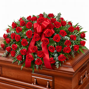 Red Rose Casket Spray Flower Bouquet