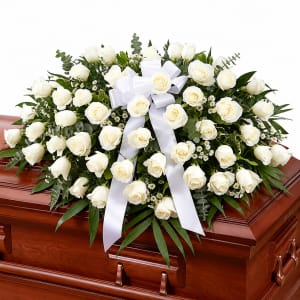White Rose Casket Spray Flower Bouquet