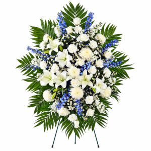 Blue and White Standing Spray Flower Bouquet