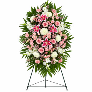 Pink and White Standing Spray Flower Bouquet
