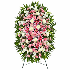 Pink and White Standing Spray Flower Bouquet