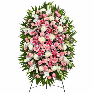 Pink and White Standing Spray Flower Bouquet
