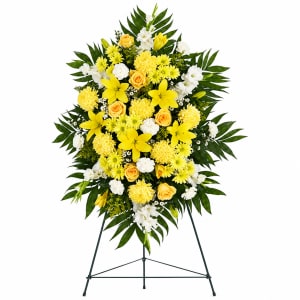 Yellow and White Standing Spray Flower Bouquet