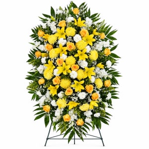 Yellow and White Standing Spray Flower Bouquet