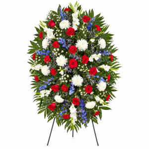 Red, White, and Blue Standing Spray Flower Bouquet