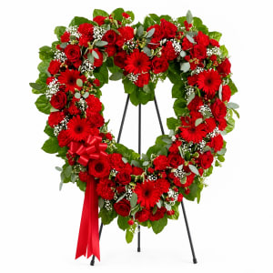 Always Remember Red Floral Heart Tribute Flower Bouquet
