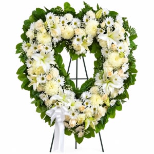 Always Remember White Floral Heart Tribute Spray Flower Bouquet