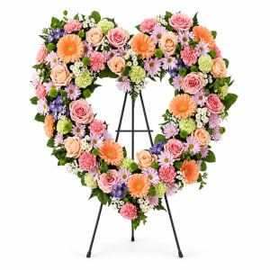 Always Remember Pastel Floral Heart Tribute Flower Bouquet