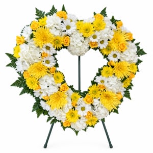 Open Heart Yellow & White Standing Spray Flower Bouquet