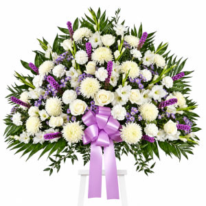 Heartfelt Lavender & White Standing Basket Flower Bouquet