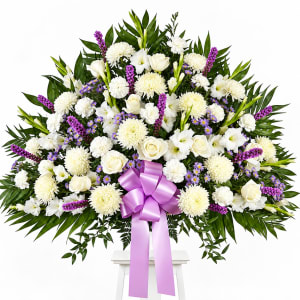 Heartfelt Lavender & White Standing Basket Flower Bouquet