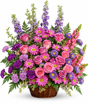 Gracious Lavender Basket Flower Bouquet