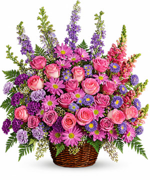 Gracious Lavender Basket Flower Bouquet