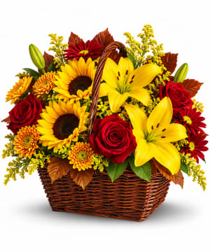Golden Days Basket Flower Bouquet