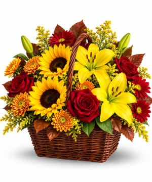 Golden Days Basket Flower Bouquet