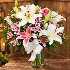Sympathy Lily Vase Flower Bouquet