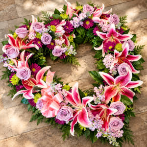 Pink Lily Heart Flower Bouquet