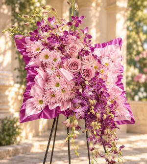 Simply Restful – Pink & Lavender Floral Sympathy Pillow Flower Bouquet