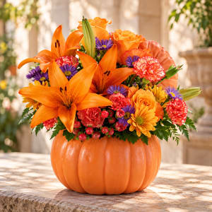 Pretty Pumpkin Petals Flower Bouquet