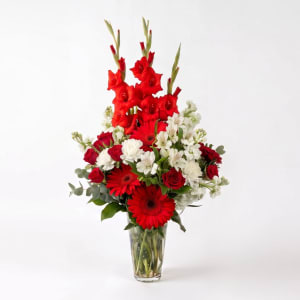 Crimson and Cream Flower Bouquet
