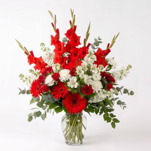 Crimson and Cream Flower Bouquet