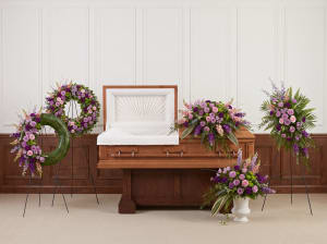 Peaceful Lavender Rose & Garden Casket Spray
