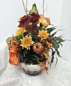 Fall Decorated Dish Garden Flower Bouquet