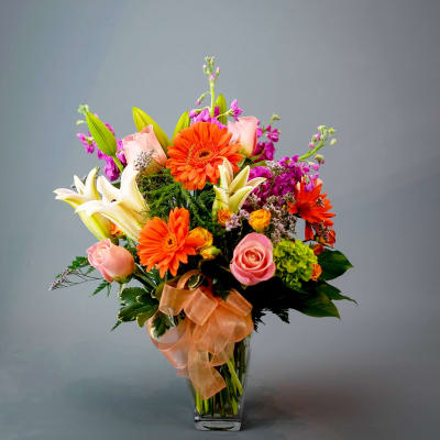 Bright Morning Sunrise by Rathbone's Flair Flowers great for same day delivery in Jenks and Tulsa Oklahoma