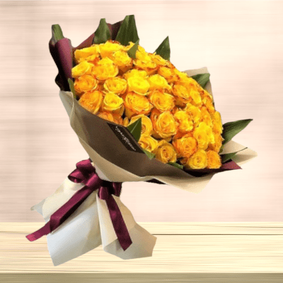 YELLOW ORANGE BOUQUET WITH ANY WRAPING PAPER Flower Delivery Las Vegas NV -  Vegas Rose Flowers