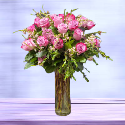 LAVENDER ROSES IN CLEAR VASE Flower Delivery Las Vegas NV - Vegas Rose  Flowers