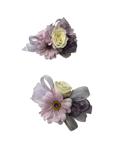 Lavender and Gray Little Girl Corsage and Boutonniere