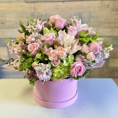 The Birthday Box of roses and peonies in Glendale, CA | Boxed Flowers and  Sweets