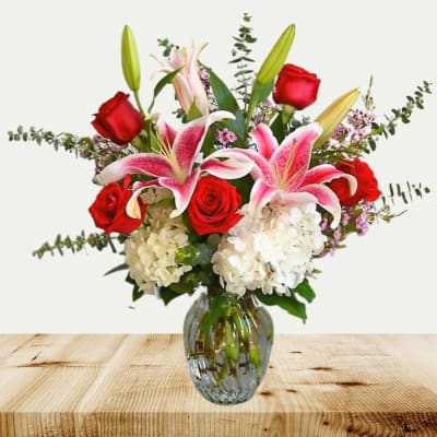Loving Lilies and Roses Funeral Bouquet in Boston MA - Exotic Flowers