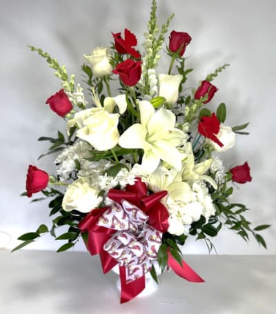 Magnificent Pink Rose & Lily Bouquet by M.C. Gardens Florist & Gifts