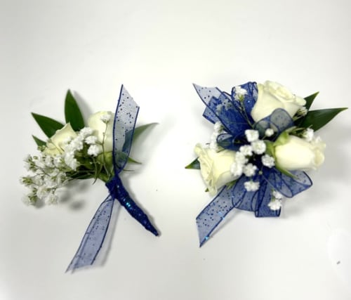 blue floral skater dress Exquisite Real Touch Rose Wrist Corsage &amp; Boutonniere Set  Frosty   Angel Isabella