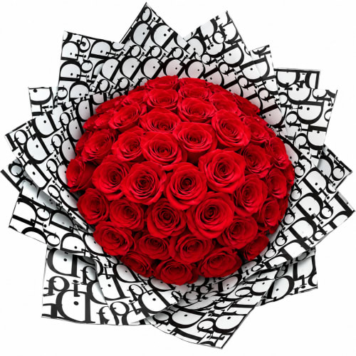 The Dior Buchon red rose bouquet