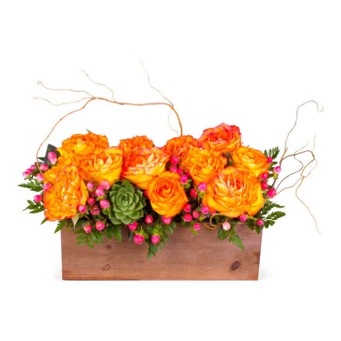 Rustic Orange Rose Arrangment