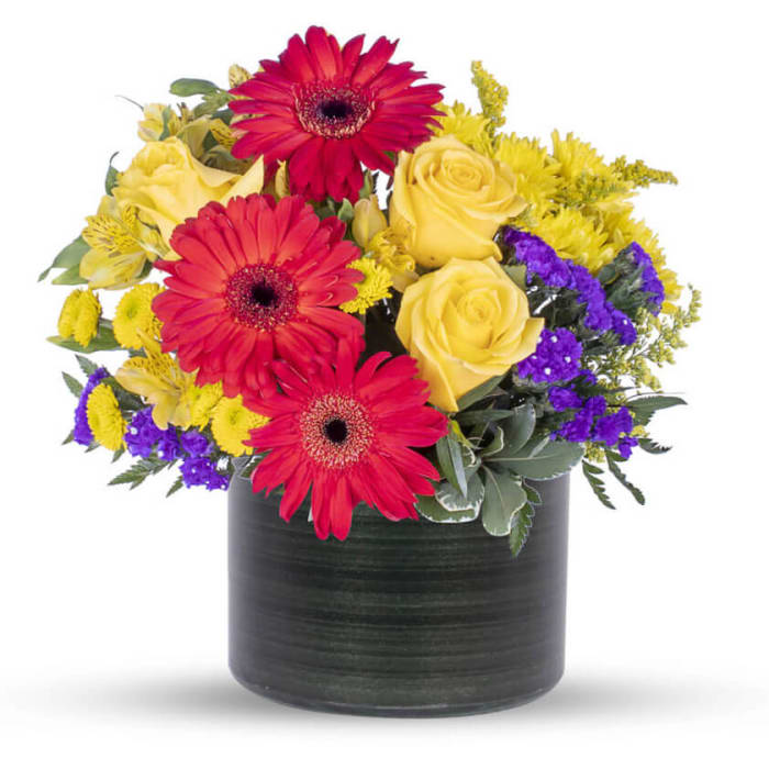 Floral Melody - Colorful Flowers in a Cube Vase