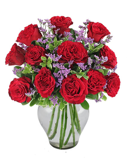 Always & Forever - Red Roses & Purple Caspia