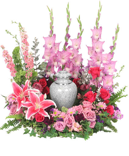 "ALWAYS IN OUR HEARTS URN CREMATION FLOWERS (URN NOT INCLUDED)"